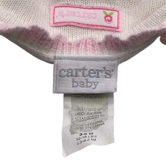 Carter's Baby Girl Sweater White & Pink Floral Button Up 3-6M Cotton Lightweight - Picture 3 of 11